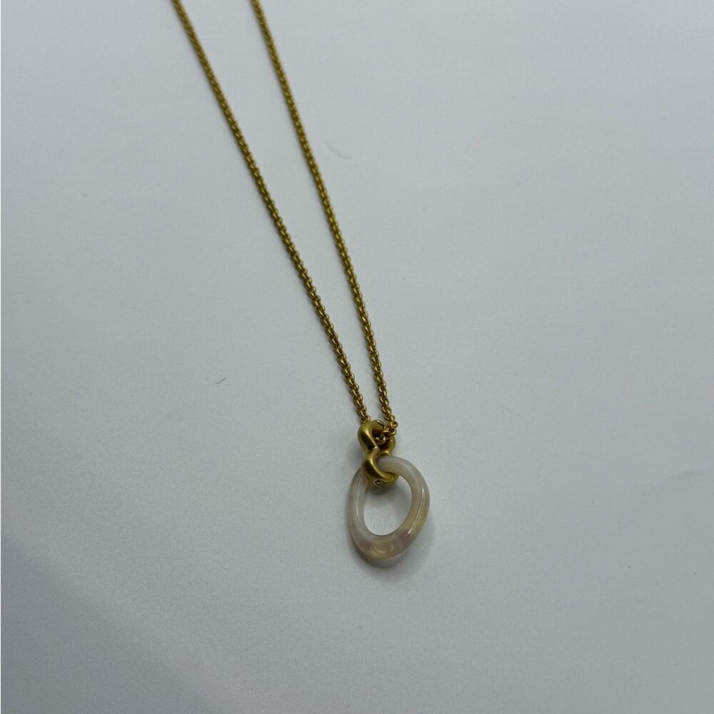 Madewell Gold Tone Natural Colored Oval Pendant Necklace - Picture 3 of 6